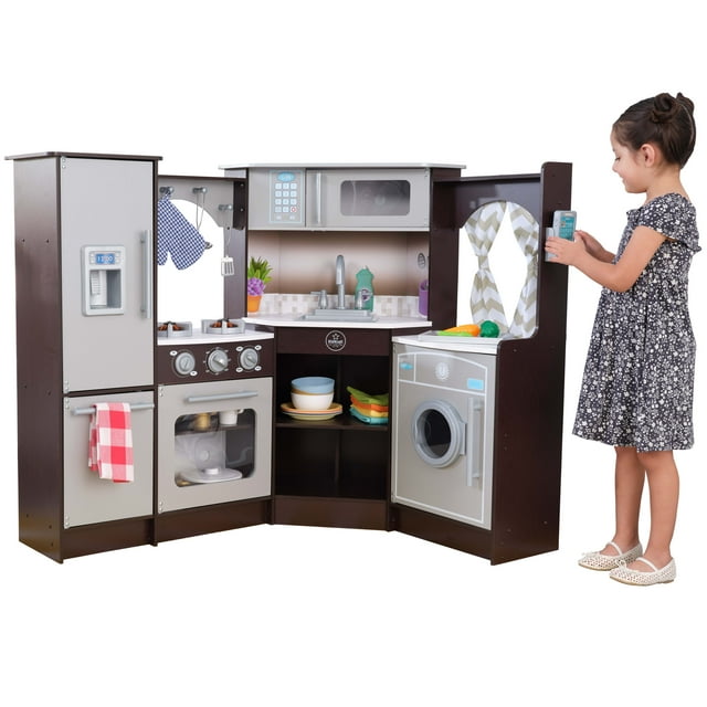KidKraft Ultimate Corner Play Kitchen with Lights & Sounds Espresso