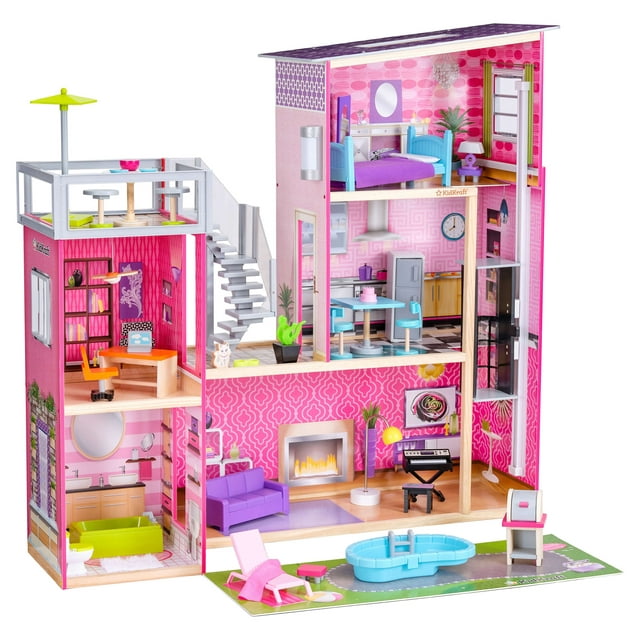 KidKraft Uptown Wooden Dollhouse with 36 Accessories, Ages 4 & up