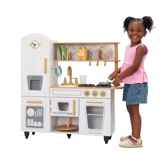 KidKraft Vintage Wooden White Play Kitchen with 9 Accessories