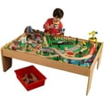 thumbnail image 1 of KidKraft Waterfall Mountain Wooden Train Set & Table with 120 Pieces, For Ages 3+, 1 of 14