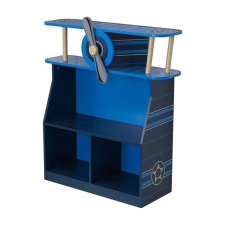 KidKraft Wooden Airplane Bookcase with 3 Shelves, Blue