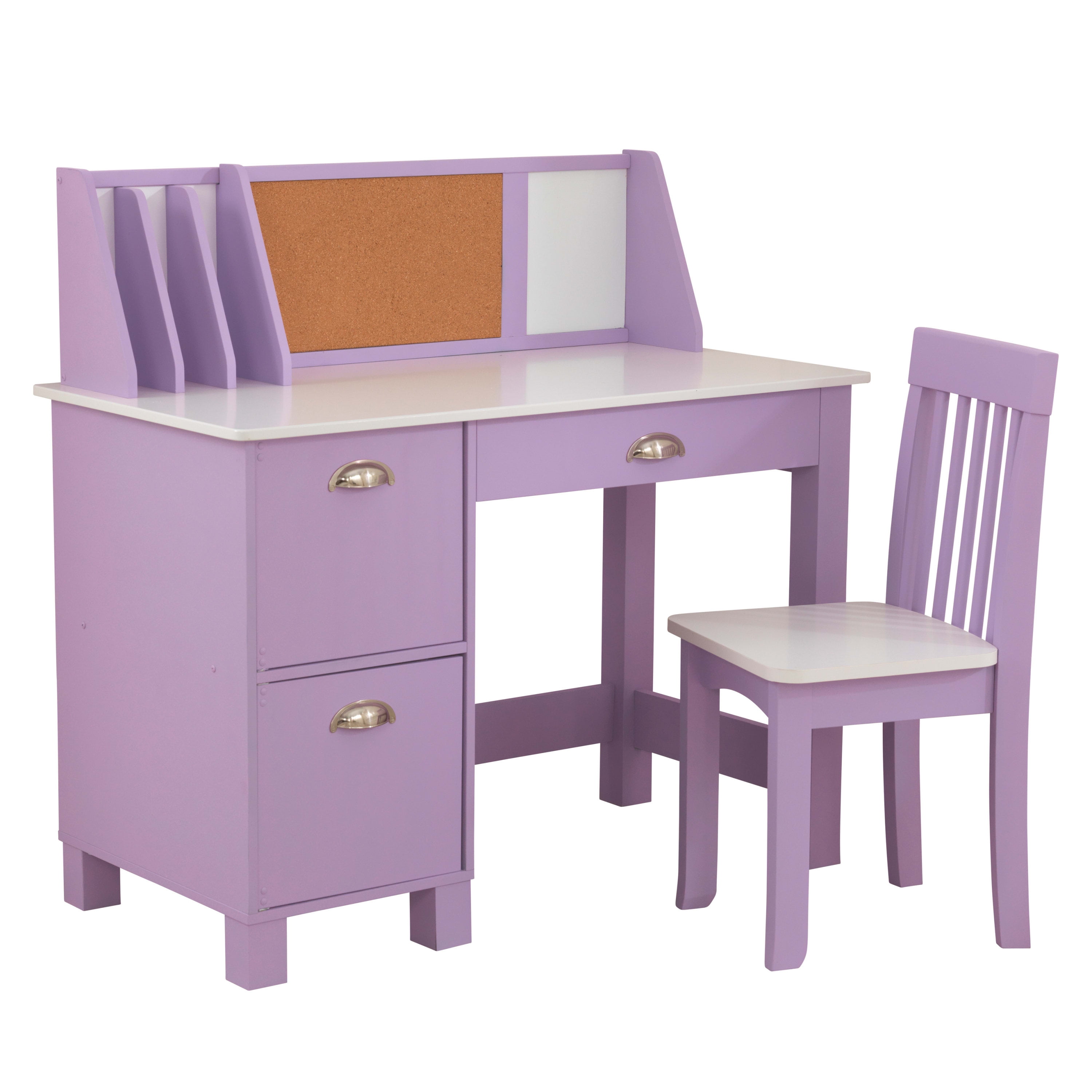 KidKraft Wooden Children's Study Desk with Chair, Lavender, for Ages 5+ 