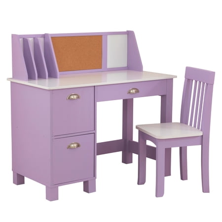 KidKraft Wooden Children's Study Desk with Chair, Lavender, for Ages 5+