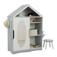 thumbnail image 1 of KidKraft Wooden Dress Up Armoire and Vanity with Mirror, White, 1 of 21