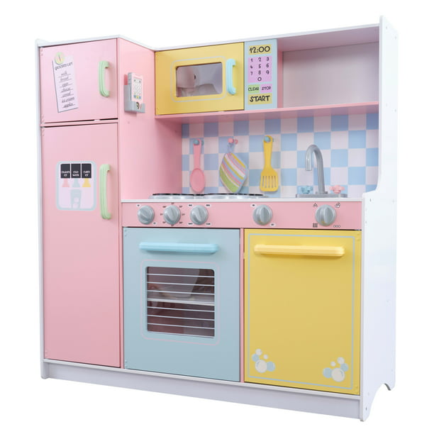 KidKraft Wooden Large Pastel Play Kitchen with Play Phone - Walmart.com