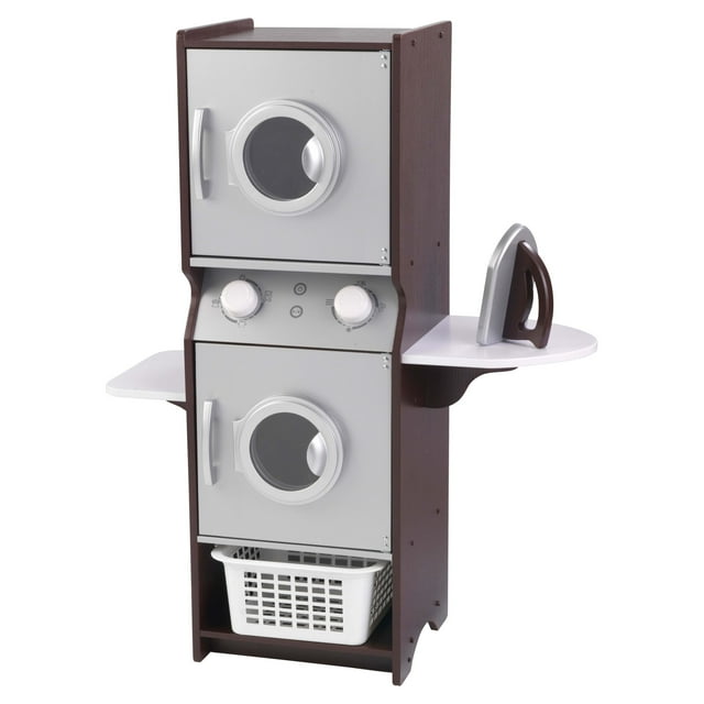 KidKraft Wooden Laundry Play Set, Stacking Washer and Dryer with Iron