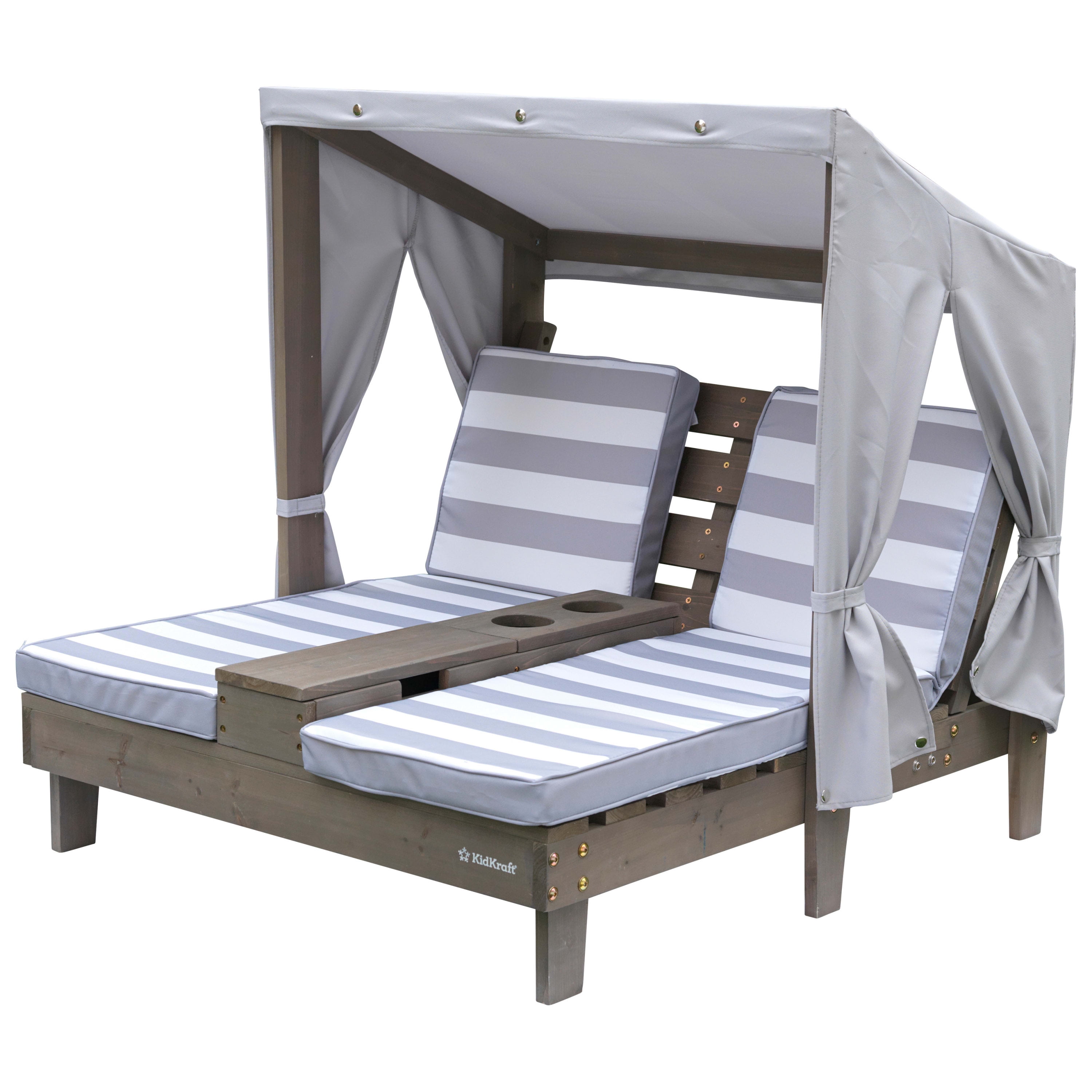 KidKraft Wooden Outdoor Double Chaise Lounge with Cup Holders