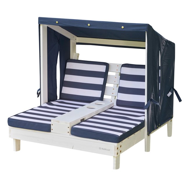 KidKraft Kids Patio Double Chaise Lounger with Cup Holders, White
