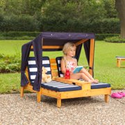 KidKraft Double Chaise Lounge with Cup Holder in Honey and Navy