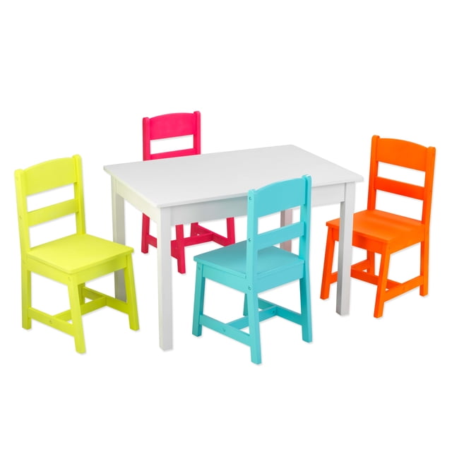 KidKraft Wooden Table and 4 Chair Set, Children's Furniture, Brightly