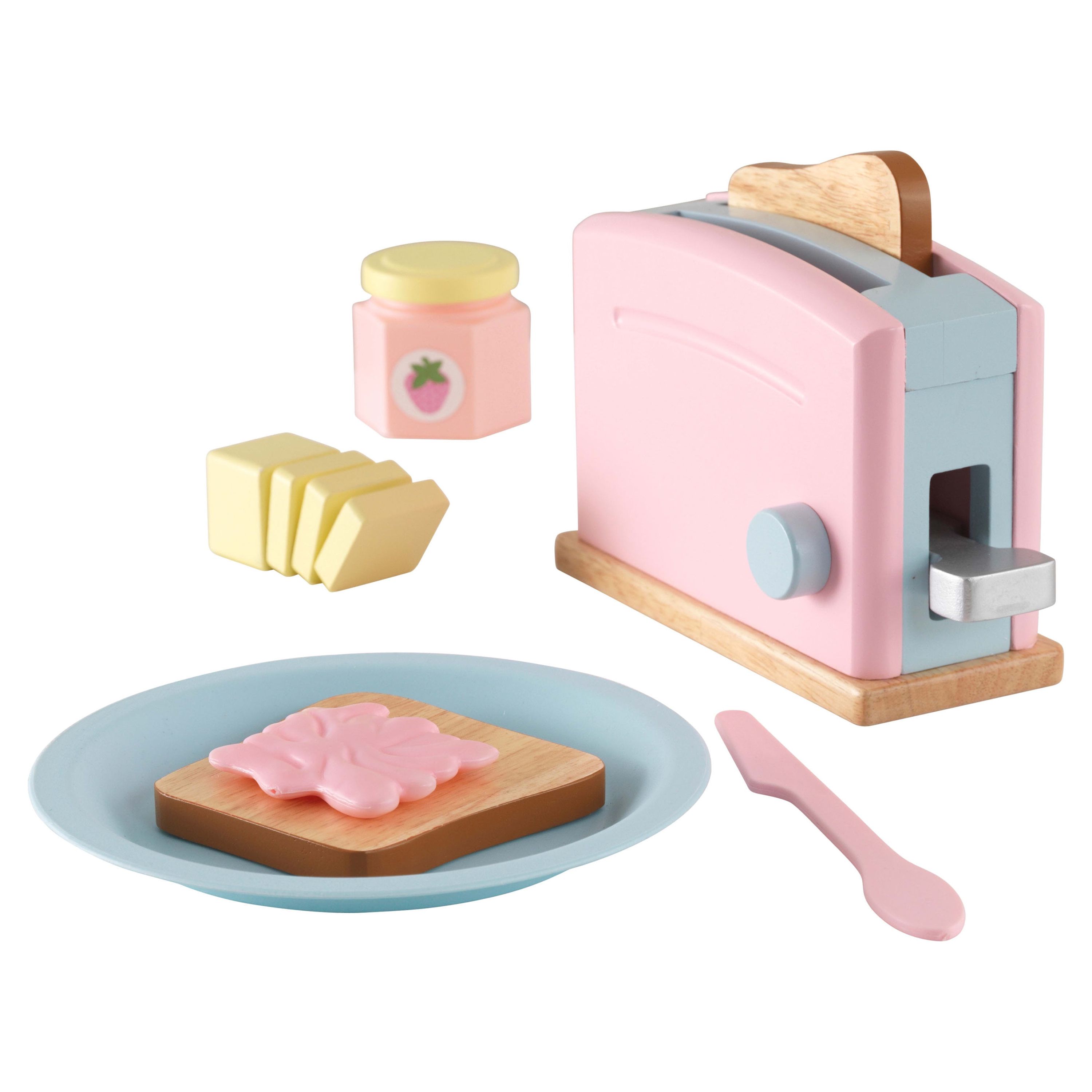 KidKraft Wooden Toaster Playset with 8 Pieces, Kitchen Toy - Pastel - image 1 of 3