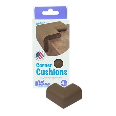 KidKusion Foam Rubber Corner Guards, Sharp Corners, Table, Desk, 4.0 CT, Brown, Toddler