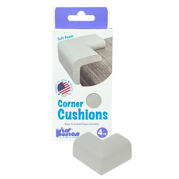 KidKusion Foam Rubber Corner Guards, for Sharp Corners, Tables, Furniture, 4 CT, Gray, Toddler