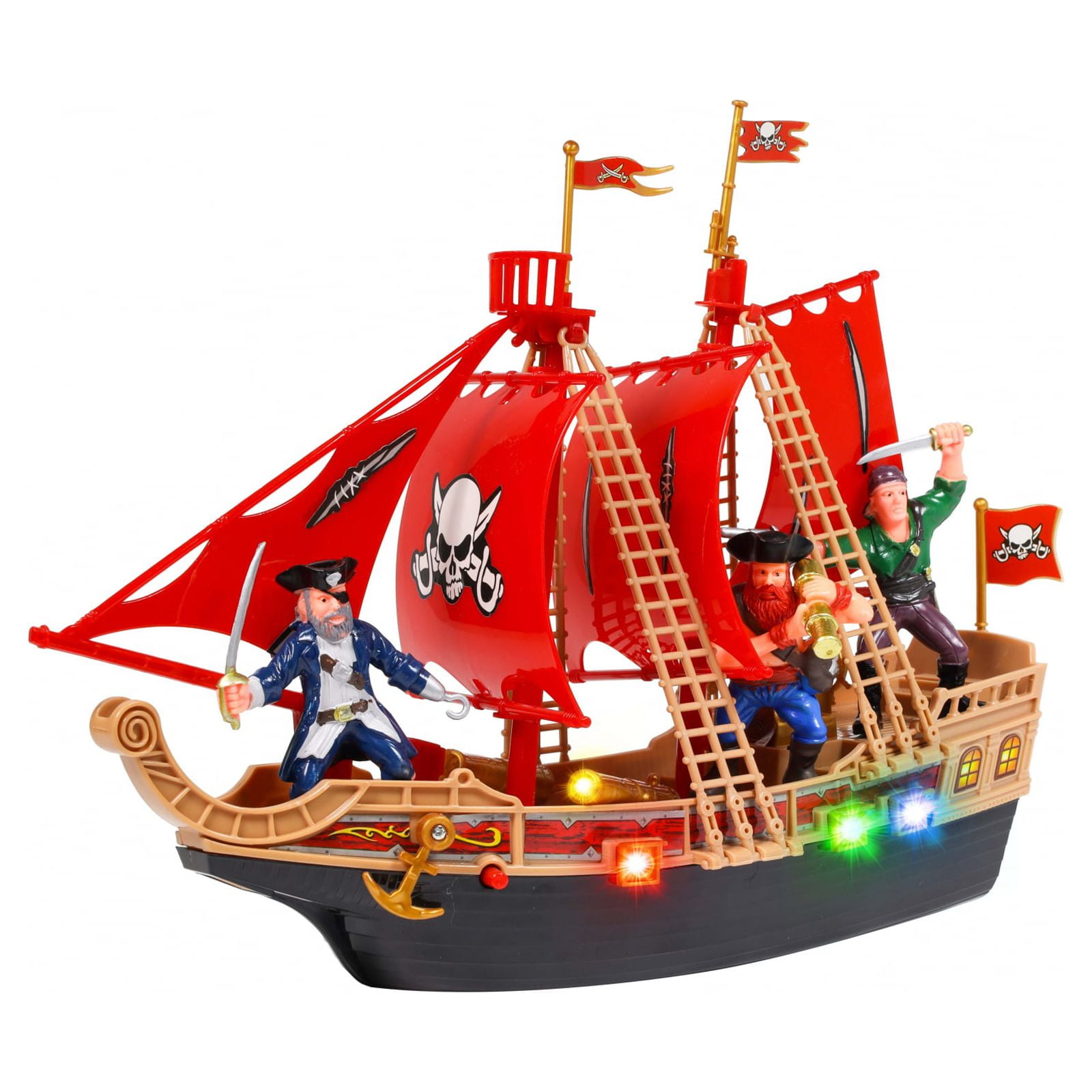 KidPlay Light up Pirate Ship Imagination Adventure Boys Boat Toy Real  Sounds, Ages 3+