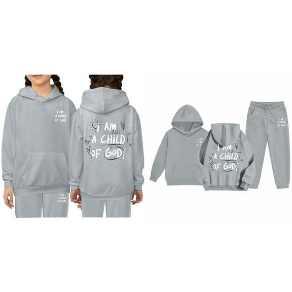 KidS Boys Jesus Loves You Hoodies Long Sleeve Cute Graphic Hoodies Loose Pullover and Jogger Pants 2 Piece Fall Clothes Boys Outfits Size 6-7 Years Cute Boys Girls Clothing