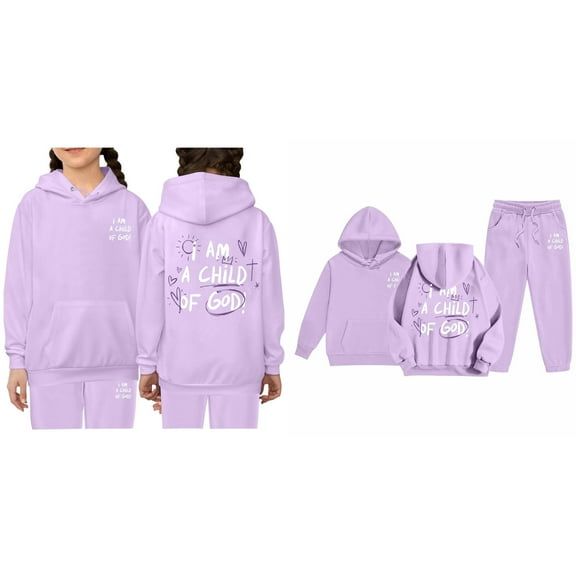 KidS Boys Jesus Loves You Hoodies Long Sleeve Fashion Graphic Hoodies Loose Pullover Sweatpants 2 Piece Fall Winter Clothes Preppy Clothes for Girls 8-9 Years Cute Boys Girls Clothing