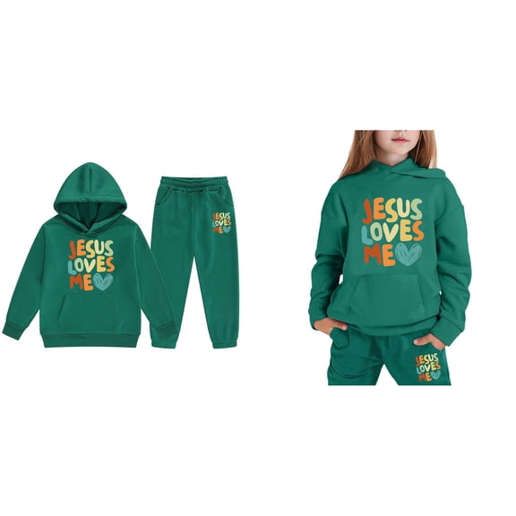 KidS Christian Sweatshirts Long Sleeve Comfy Graphic Hoodies Oversize Pullover Sweatpants 2 Piece Fall Clothes Boy Clothes 3-4 Years Cute Boys Girls Clothing