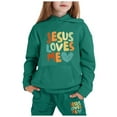 thumbnail image 1 of KidS Jesus Loves You Hooded Sweatshirts Long Sleeve Warm Graphic Hoodies Girls Loose Pullover Jogging Pants 2 Piece Fall Winter Clothes Cute Sweatshirt 6-7 Years Cute&nbsp;Boys Girls&nbsp;Clothing, 1 of 5