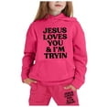 thumbnail image 1 of KidS Girls Jesus Hoodies Long Sleeve Warm Graphic Hoodies Girls Oversize Pullover Jogging Pants 2 Piece Fall Clothes 3-4 Years Old Girl Clothes Cute&nbsp;Boys Girls&nbsp;Clothing, 1 of 5