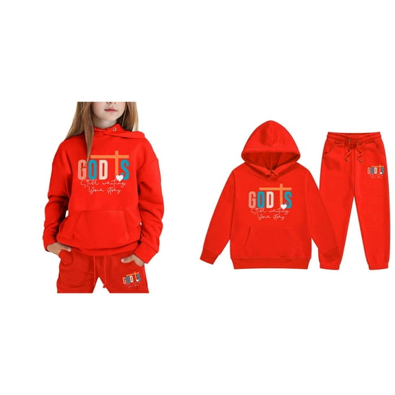 KidS Girls Jesus Loves You Hoodie Long Sleeve Comfy Graphic Hoodies Oversize Pullover Sweatpants 2 Piece Fall Clothes Toddler Boys Clothes 8-9 Years Cute Boys Girls Clothing