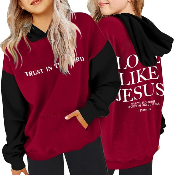 KidS Jesus Hoodies Long Sleeve Casual Graphic Hoodies Oversize Pullover and Jogger Pants 2 Piece Fall Winter Clothes Teen Girls Clothes 8-9 Years Cute&nbsp;Boys Girls&nbsp;Clothing