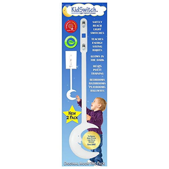 KidSwitch Light Switch Extender for Kids (2 Pack) - Award Winning, Easy Grab Handle, Glow-in-The-Dark