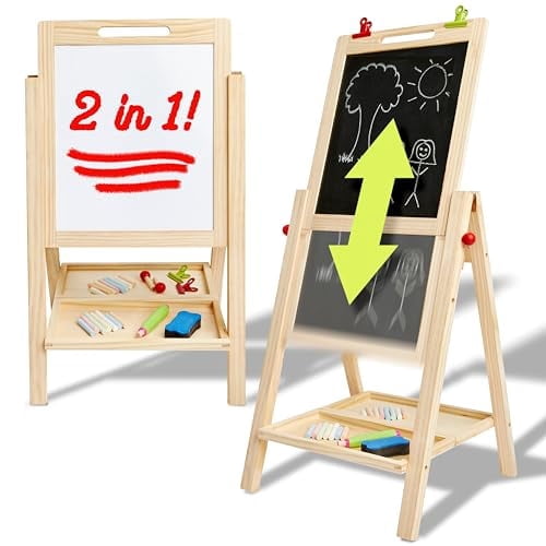 Kidaddle 2-in-1 Double Sided Kid's Easel, Tabletop Art Easel for