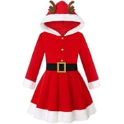 Kidagic Girls Christmas Santa Girls Mrs Claus Dress Outfit for Kids Xmas Holiday Party 3-10Y