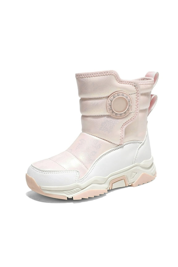 Kids Winter Snow Boots Insulated Outdoor School Shoes For Boys Girls Cold Weather Warm Durable Non- Sole Comfortable Design(Color:Pink,Size:6.5)