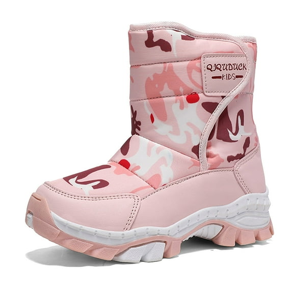 Kidagic Kids Winter Snow Boots Insulated Outdoor School Shoes For Boys Girls Cold Weather Warm(Color:Pink,Size:3.5)