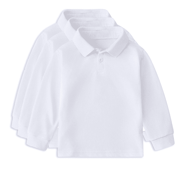 Krdevn Multipack Boys' Long-Sleeve School Uniform Pique Polo Shirt,3 Pack,Sizes 1-12Y
