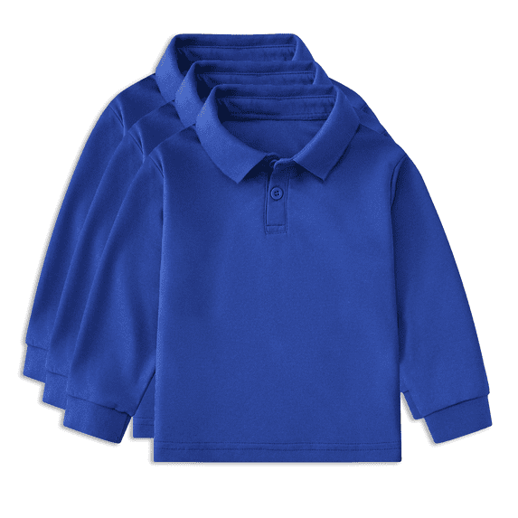 Krdevn Multipack Boys' Long-Sleeve School Uniform Pique Polo Shirt,3 Pack,Sizes 1-12Y