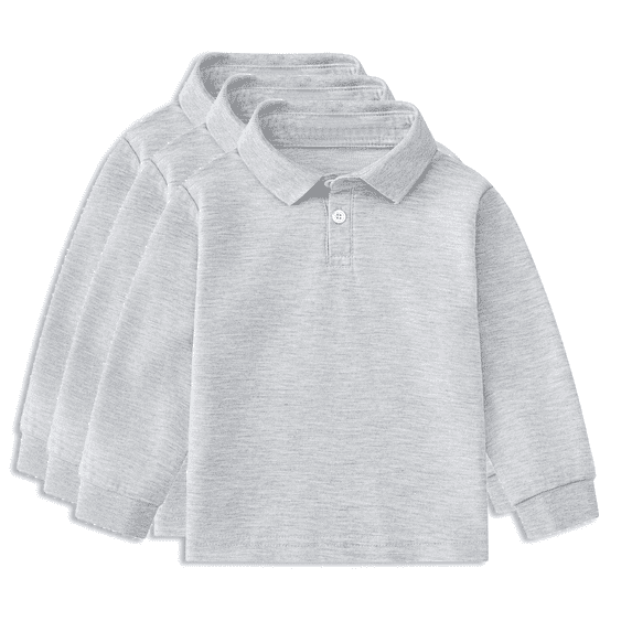 Krdevn Multipack Boys' Long-Sleeve School Uniform Pique Polo Shirt,3 Pack,Sizes 1-12Y