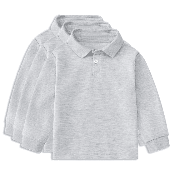 Krdevn Multipack Boys' Long-Sleeve School Uniform Pique Polo Shirt,3 Pack,Sizes 1-12Y