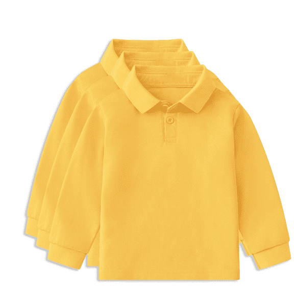 Krdevn Multipack Boys' Long-Sleeve School Uniform Pique Polo Shirt,3 Pack,Sizes 1-12Y