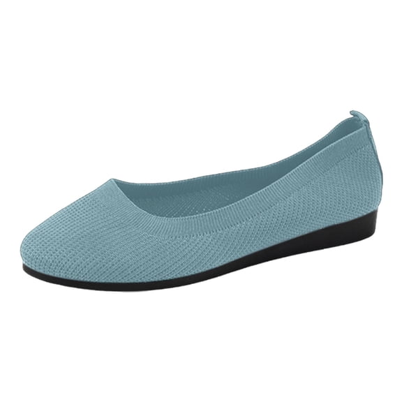 Kidagic Women's Knit On Ballet Breathable Comfortable Non Casual Walking Shoes for Everyday Wear(Color:BU2,Size:5.5)