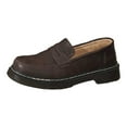 thumbnail image 1 of Kidagic Women's Leather On Loafers Fashion Buckle Detail Comfortable Flat Walking Shoes Non Lightweight Design(Color:Brown,Size:7), 1 of 9