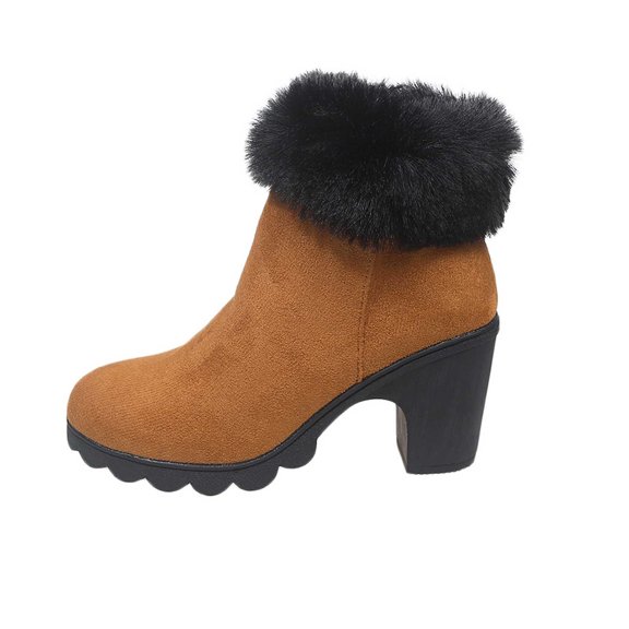 Kidagic Women's Lined Winter Booties Soft Suede On Ankle Boots Comfortable Casual Outdoor Footwear(Color:Brown,Size:8)