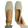 thumbnail image 1 of Kidagic Women's On Loafers Comfortable Square Toe Flat Shoes Lightweight Breathable Walking Casual Footwear(Color:Beige,Size:11), 1 of 9