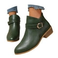 thumbnail image 1 of Kidagic Women's Retro Mid Calf Boots Side Zipper Ankle Booties Mid Heel Casual All Seasons Wear(Color:Green,Size:9.5), 1 of 9