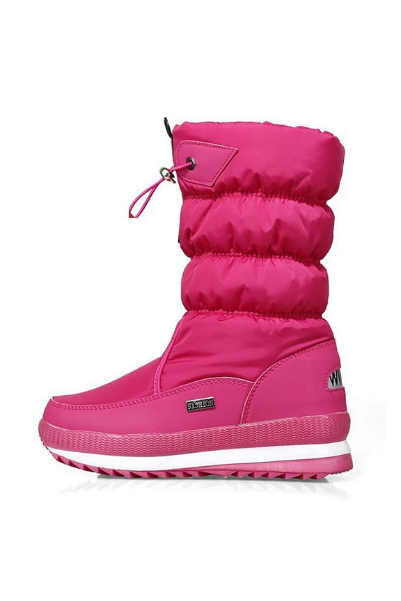 Women's Snow Boots Thick Soled Protective Winter On Boots for Women(Color:Hot Pink,Size:9)