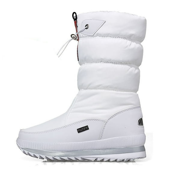 Kidagic Women's Snow Boots Thick Soled Protective Winter On Boots for Women(Color:White,Size:6)
