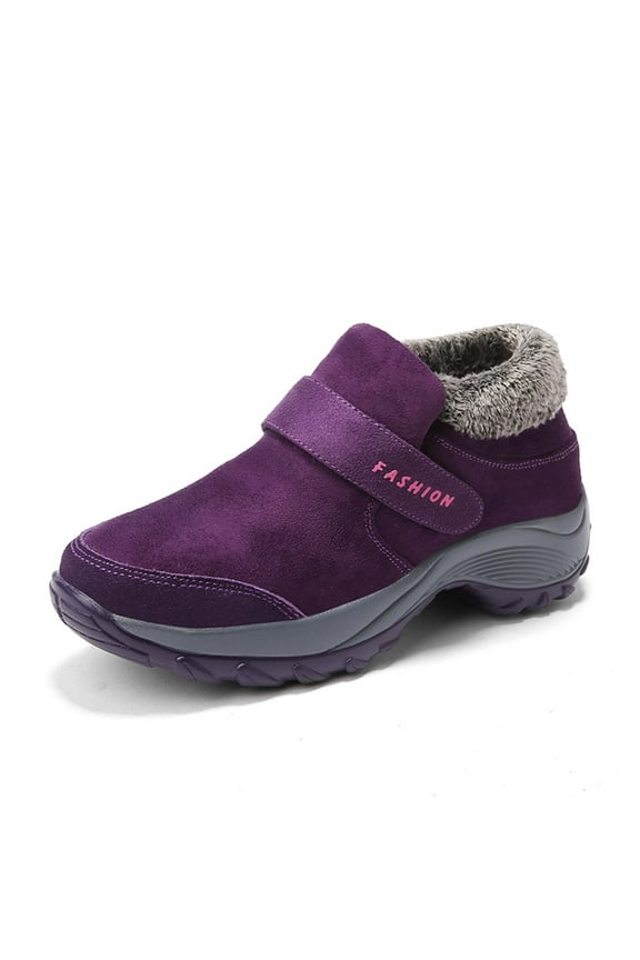 Women's Snow Boots Thickened Models for Middle-aged and Elderly Comfort Outdoor Sports Walking Shoes(Color:Purple,Size:8.5)