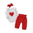 thumbnail image 1 of Kidcici Baby Girls Ruffled Romper Polka Dot Pant Headband Outfits 3Pcs Set, 1 of 6