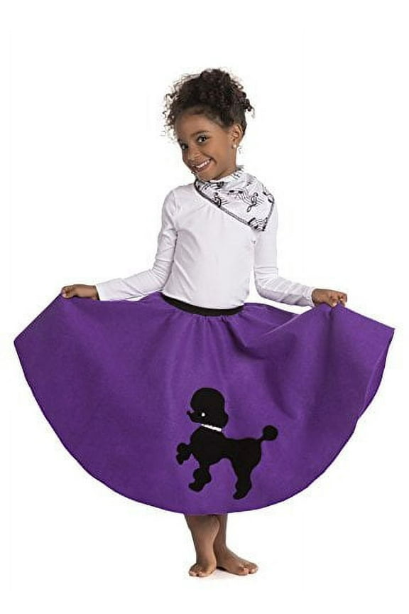 Kidcostumes Poodle Skirt with Musical Note printed Scarf Purple