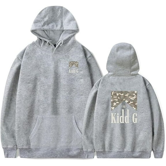 Kidd G Merch Hoodie Stylish Drawstring Pocket Pullover Long Sleeve Comfortable Street Style,XL,Grey