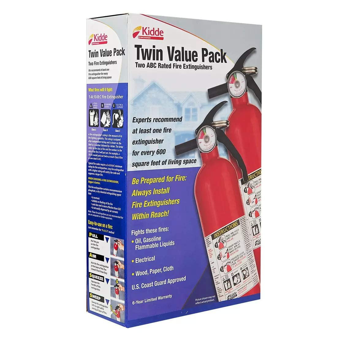 2-pack Kidde 2 Pack Multipurpose Fire Extinguishers, Red — Residential Use, Standard Application