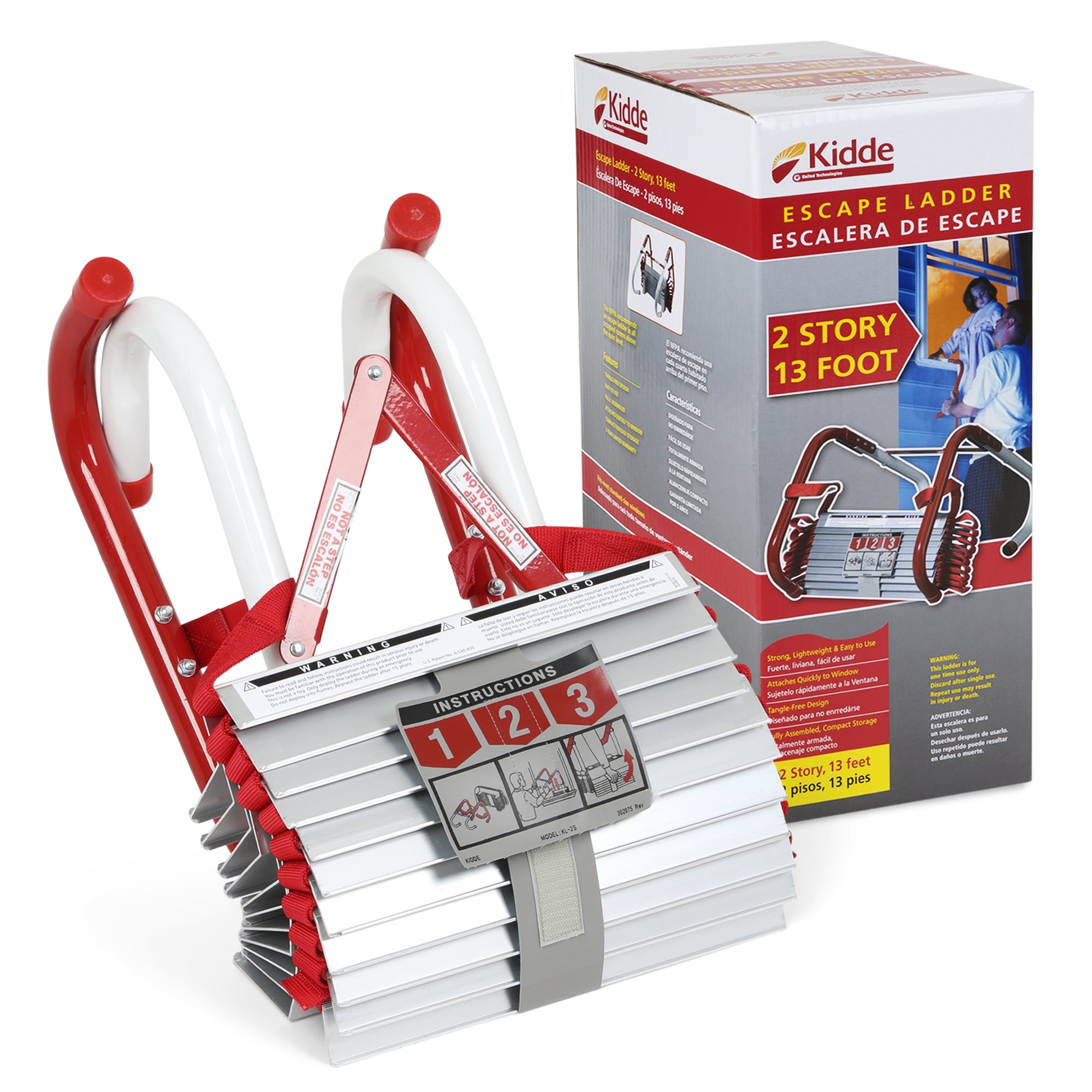 Kidde 468093 KL-2S Two-Story Fire Escape Ladder with Anti-Slip Rungs,  13-Foot 