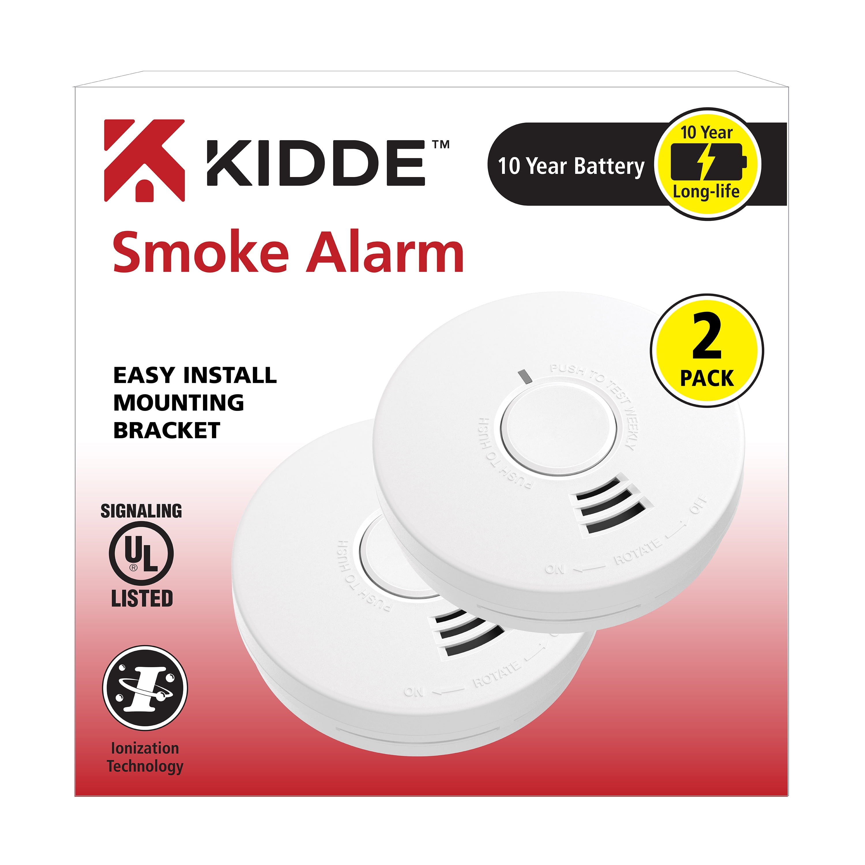 Kidde 4inch 10Year Sealed Battery Ionization Smoke Detector with 85
