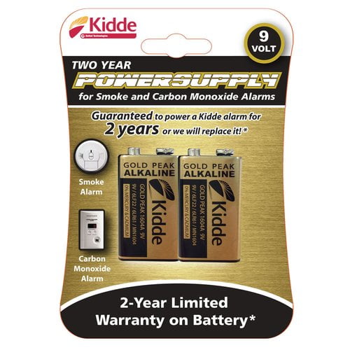 Kidde 9Volt Smoke Detector Replacement Battery, 2 Count